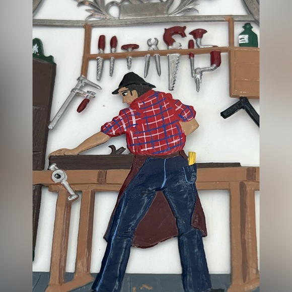 Vintage Estate Wilhem Schweizer Metal Christmas Tree Ornament The Carpenter - Picture 9 of 9